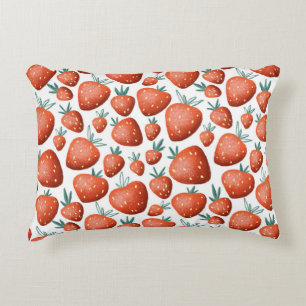 Coussins Décoratifs Fraises rouges Arrière - plan blanc sans joint