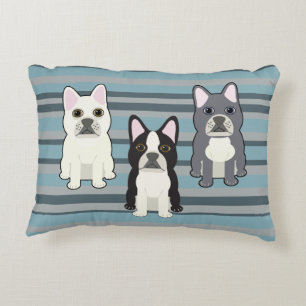 Coussins Décoratifs Frenchies rayé bleu