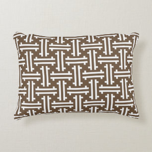 Coussins Décoratifs Fret chinois Art déco, Taupe Tan et blanc