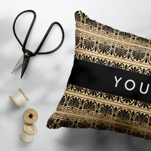 Coussins Décoratifs Fret Grec Arabesque Brown, Votre Nom, Personnalise