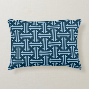 Coussins Décoratifs Frette d'art déco, indigo et bleu de ciel chinois