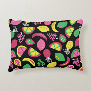 Coussins Décoratifs Fruit transparent vintage motif noir vert jaune