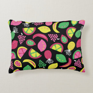 Coussins Décoratifs Fruit transparent vintage motif noir vert jaune