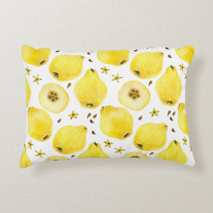 Coussins Décoratifs Fruits de coing jaune frais, aquarelle sans passe