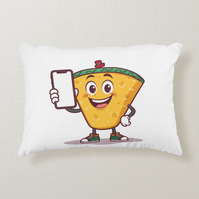 Coussins Décoratifs Funny Cartoon Character with Phone – Throw Pillow (Devant)