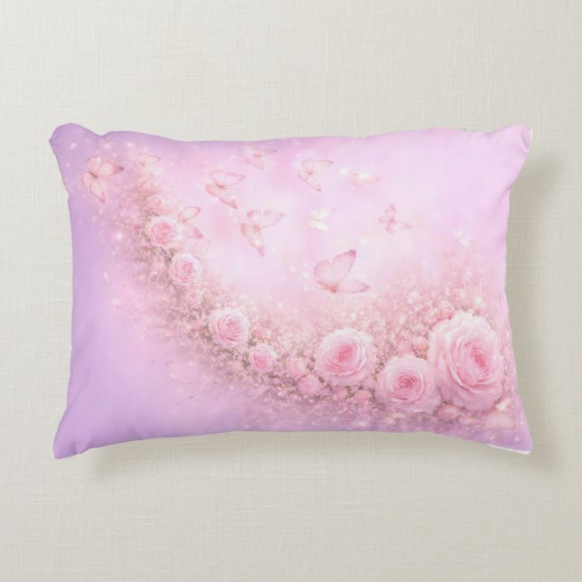 Coussins Décoratifs Gentle Floral Pattern – Soft Pink Roses with Soft  (Devant)