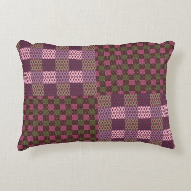 Coussins Décoratifs Geometric Patchwork Throw Pillow – Modern Purple C (Devant)