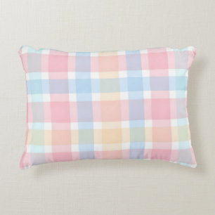 Coussins Décoratifs Gingham Pastel – Motif Aquarelle Douce