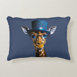 Coussins Décoratifs Girafe portant chapeau haut de forme et lunettes