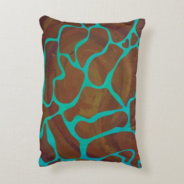 Coussins Décoratifs Giraffe Siloette Brown et Turquoise (Dos(Vertical))