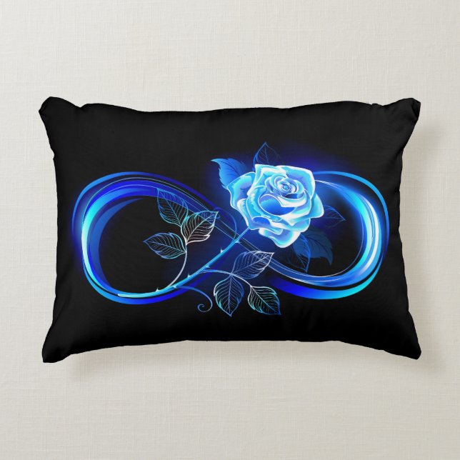 Coussins Décoratifs Glowing infinity with blue rose (Devant)
