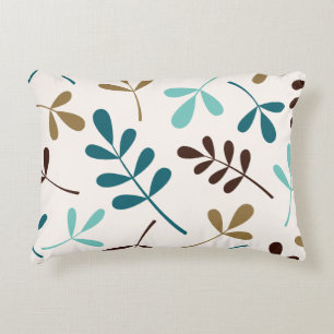 Coussins Décoratifs Grandes Teals Feuille Assortis Brown or sur crème