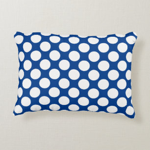 Coussins Décoratifs Grands points rétro - blanc et bleu cobalt
