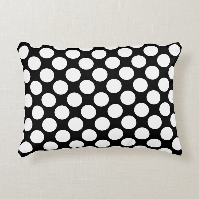 Coussins Décoratifs Grands points rétro - blanc et noir (Devant)