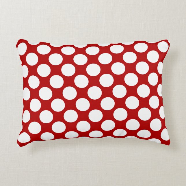 Coussins Décoratifs Grands points rétro - blanc et rouge (Devant)