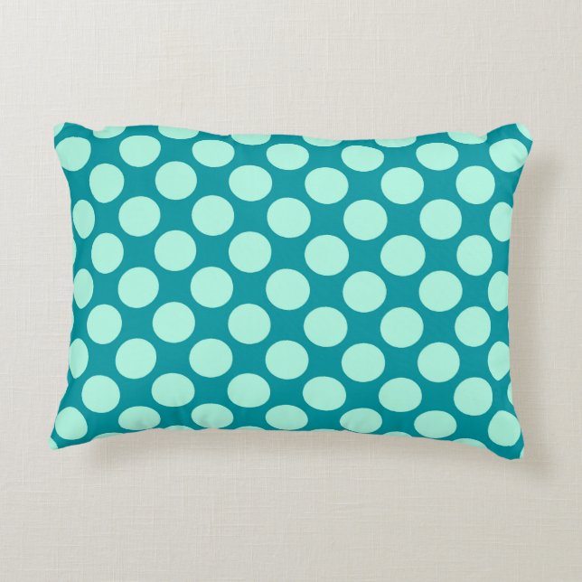 Coussins Décoratifs Grands points rétro - turquoise et aqua (Dos)