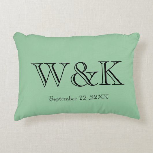 Coussins Décoratifs Green & black monogram wedding keepsake  (Devant)