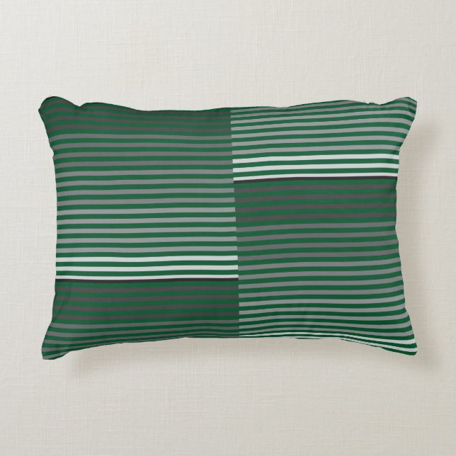 Coussins Décoratifs Green, Gray, Black, White Stripes (Devant)