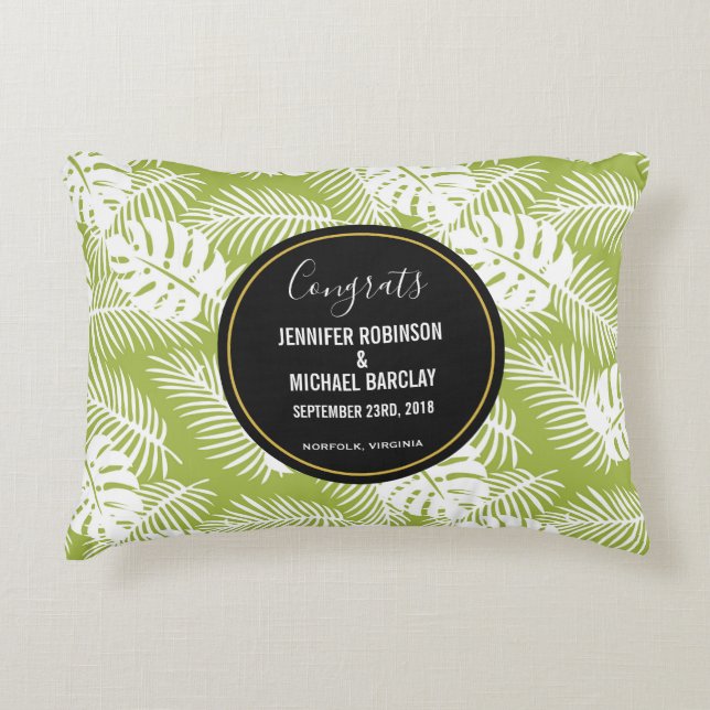 Coussins Décoratifs Green Palm Leaves Rainforest Pattern (Devant)