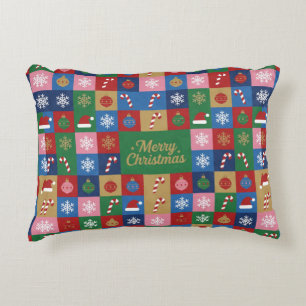 Coussins Décoratifs 🎄 Grille de fêtes d'icônes de Noël de dessin anim