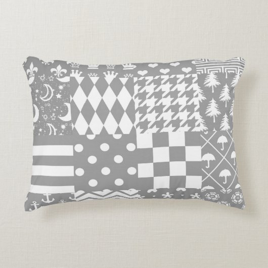 Coussins Décoratifs Gris Blanc Mixte Motif Patchwork Design (Devant)