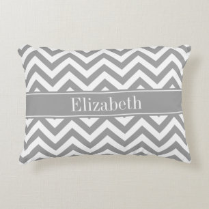 Coussins Décoratifs Gris foncé Blanc LG Chevron Gris foncé Monogramme 