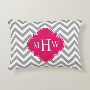 Coussins Décoratifs Gris foncé Grand Chevron framboise Quatrefoil 3 Mo