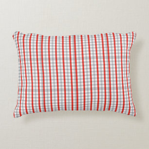 Coussins Décoratifs Gris rouge rayé vérifié Plaid