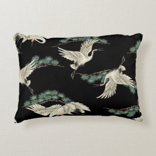Coussins Décoratifs Grue japonaise élégante : représentation artistiqu
