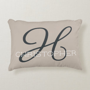 Coussins Décoratifs H Nom personnalisé initial Taupe Tan Neutre