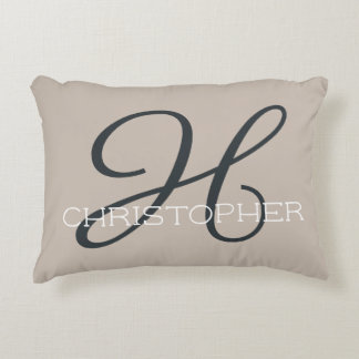 Coussins Décoratifs H Nom Personnalisé Taupe Brun Neutre