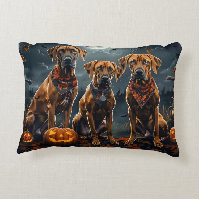 Coussins Décoratifs Halloween Rhodesian Ridgeback Éffrayant (Dos)
