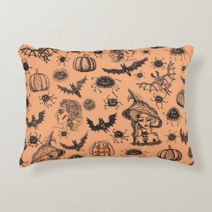 Coussins Décoratifs Halloween Witch Silhouette : Motif de dessin animé