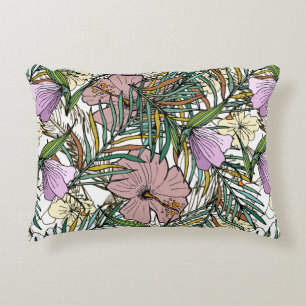 Coussins Décoratifs Hand Drawn Seamless Background With Palm Leaves An