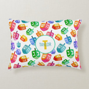 Coussins Décoratifs Hanoukka Dreidels Rainbow Watercolor Holiday