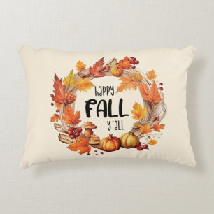 Coussins Décoratifs Happy Fall Y'all - Citrouille & Autumn Leaves Wrea