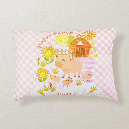 Coussins Décoratifs Happy Ranch Pig Personnalisé. (Devant)