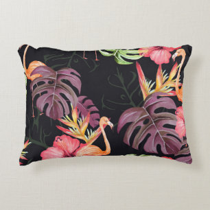 Coussins Décoratifs Hibiscus, Flamants roses, Aquarelle Motif tropical