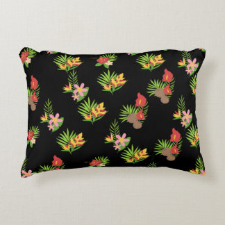 Coussins Décoratifs Hibiscus Hawaïen Fleur Tropicale sur Fond Noir