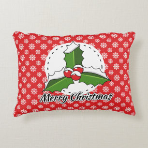 Coussins Décoratifs Holly sur fond à motif de flocons de neige blancs