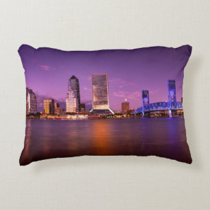 Coussins Décoratifs Horizon de Jacksonville la Floride la nuit