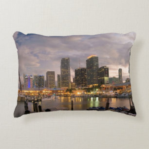 Coussins Décoratifs Horizon financier de Miami au crépuscule