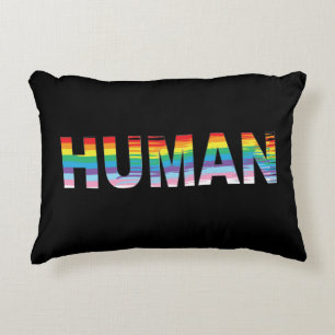 Coussins Décoratifs HUMAN LGBTQIA Rainbow Flag, lettre de fierté