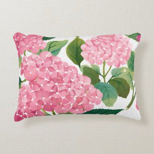 Coussins Décoratifs Hydrangea Rose Pâle Floral Côté Mer Aquarelle