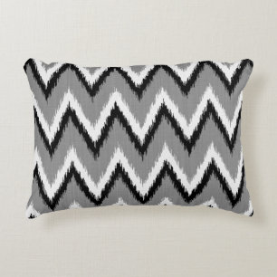 Coussins Décoratifs Ikat Chevron Gris / Gris, Noir & Blanc
