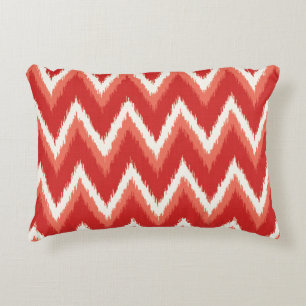 Coussins Décoratifs Ikat Chevron Stripes - Rust Orange et Blanc