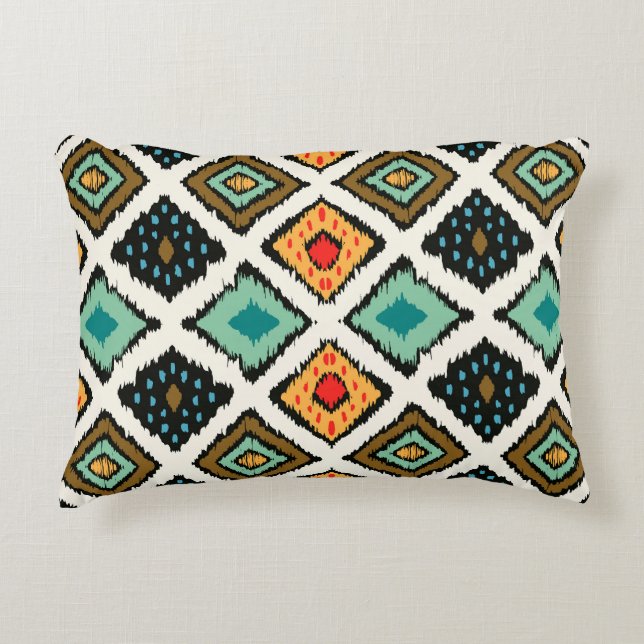 Coussins Décoratifs Ikat géométrique, folklore texture tribale. (Devant)