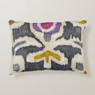 Coussins Décoratifs Ikat tribal gris jaune violet