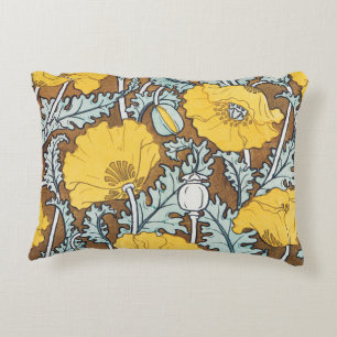 Coussins Décoratifs Illustration Art Nouveau Poppy Fleur Jaune