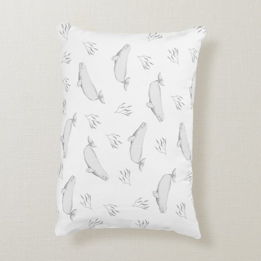 Coussins Décoratifs Illustration de baleines beluga délicates et d'alg (Dos(Vertical))